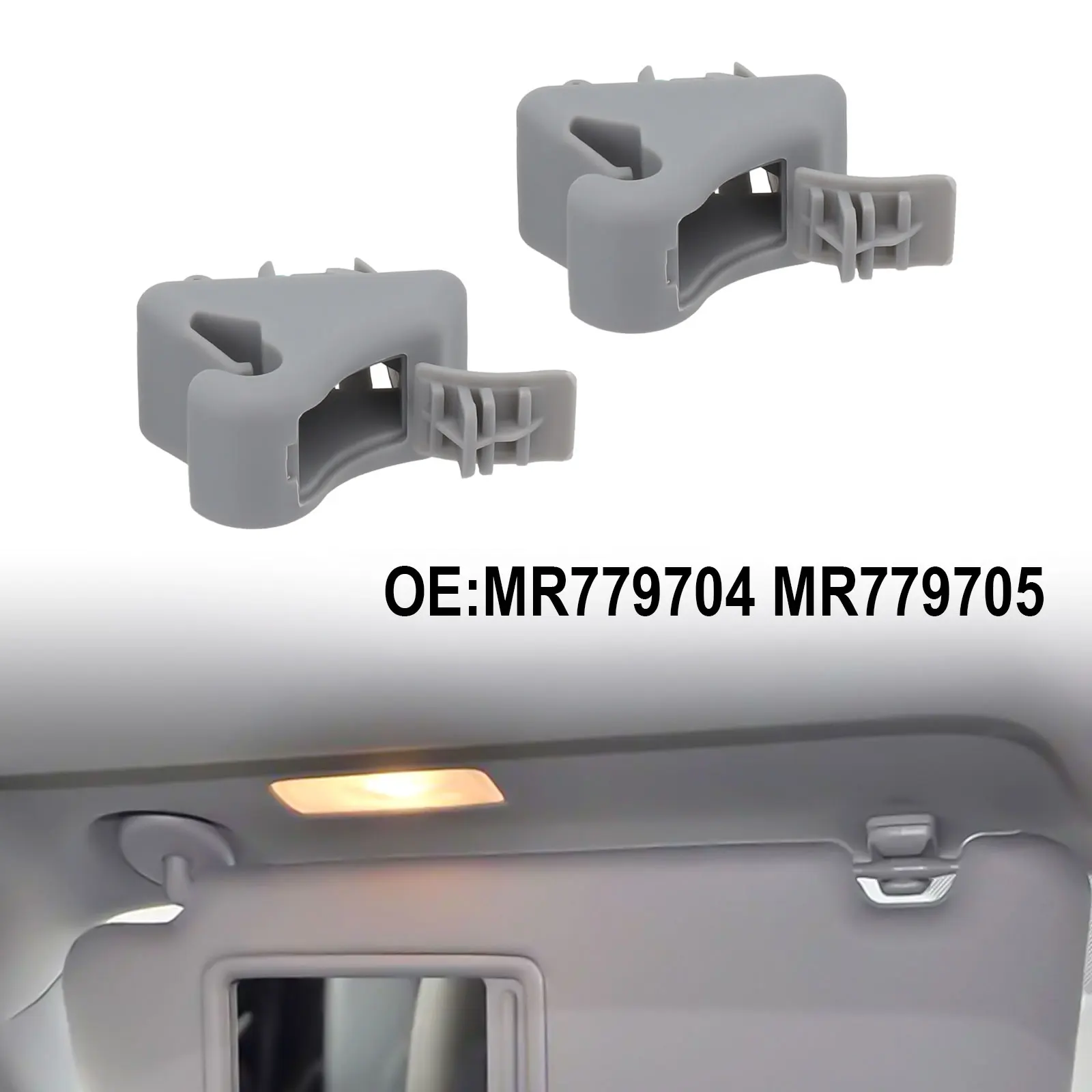 Pair of Sun Visor Retainer Clips for Mitsubishi For Pajero 2000 2006 Replacement Part MR779704 MR779705 ABS Material