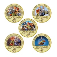 Disney Zootopia Nick Wilde Judy Hopps Commemorative Coins Anime Action Figures Cute Girls Souvenir Coins Christmas Birthday Gift