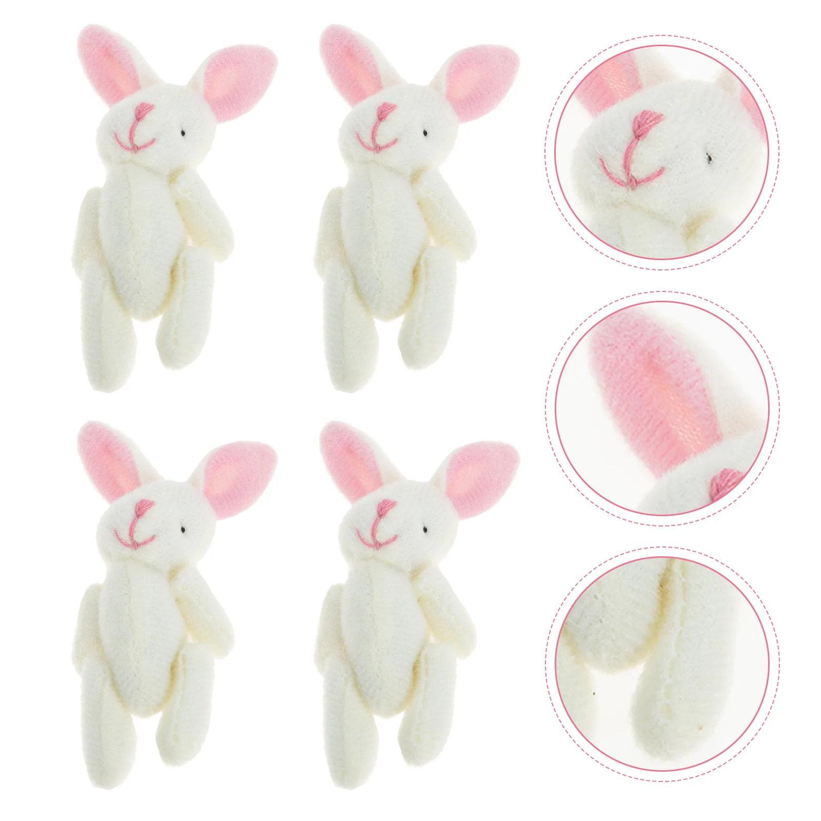 

6 Pcs Rabbit Plush Toy Stuffed Hanging Decors Shape Adornment Key Adorable Pendant Kids Animals Pendants Child DIY Chain