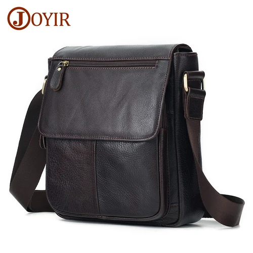 JOYIR, bolsos Vintage de piel de vaca auténtica para hombre, bolsos de hombro con solapa para hombre, bolsos de mensajero informales, bolso cruzado de moda