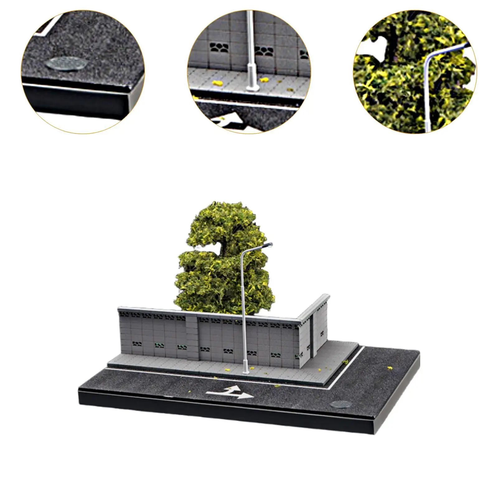 Modello di scena in miniatura in scala 1/64 con scena ad angolo di strada regalo per lampione