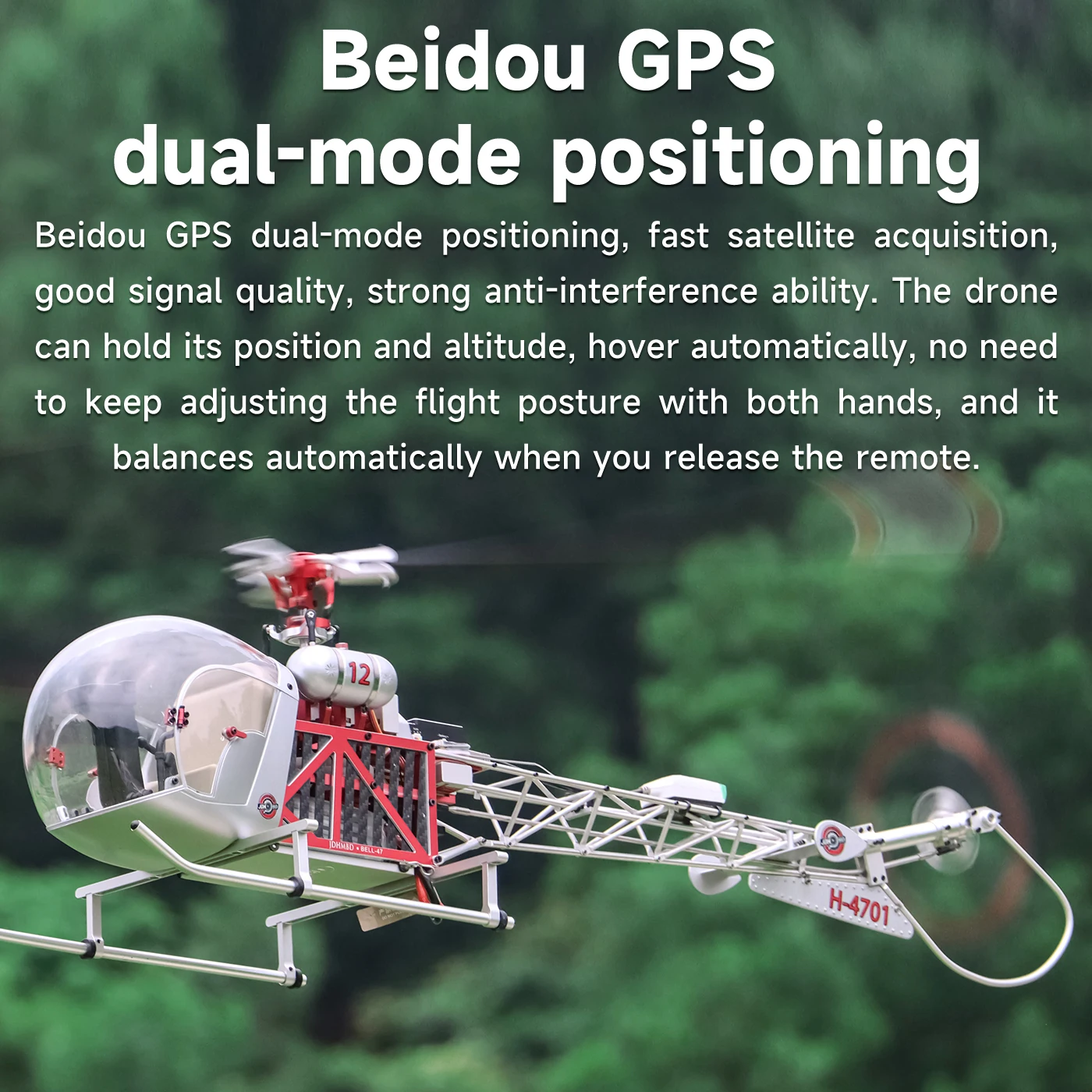 JDHMBD BELL-47 helicopter all metal high simulation model aircraft ALIGN 450L 470 380 aircraft H1 PRO flight control