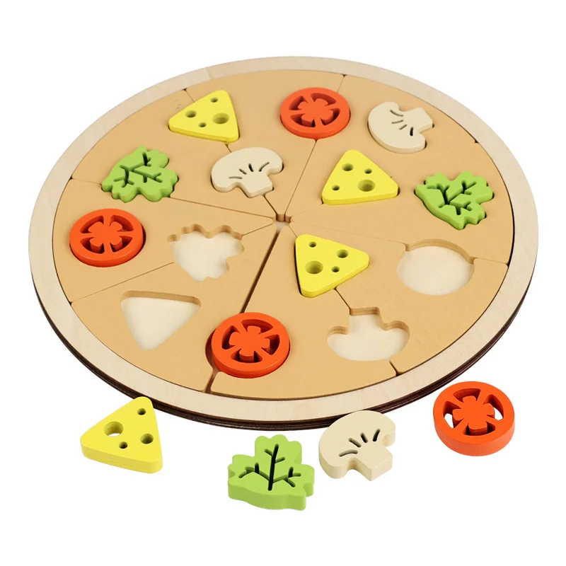 Wooden Pretend Play Toy Simulation Pizza Children Play House Cutting Toys Educational Kitchen Food Play Game for Kids Party