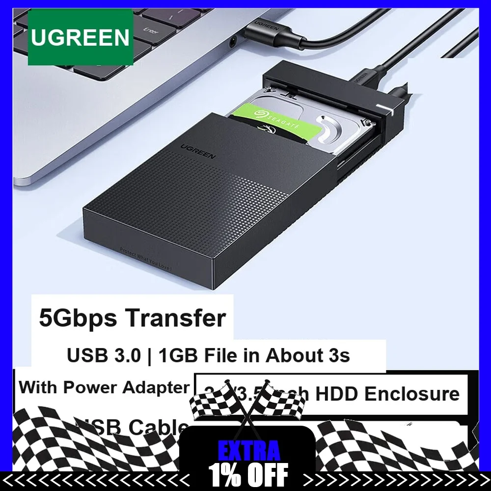 UGREEN CM472 Docking Station Adapter USB 3.0 2.5/3.5 Inch SATA External Hard Drive Enclosure 5Gbps 30729