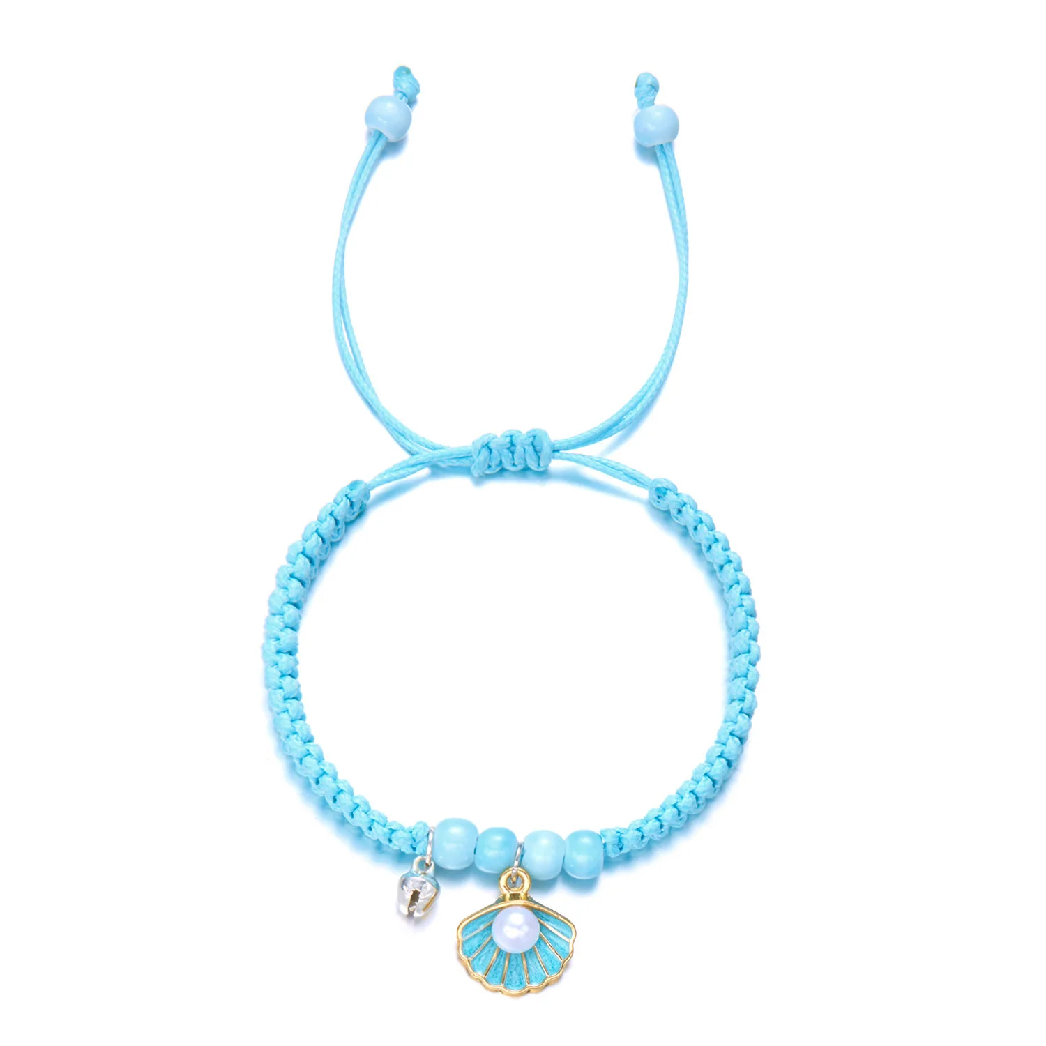 Drip Oil Shell Ceramic Bead Bell Weaving Bracelet Women's Handmade Hand Rope