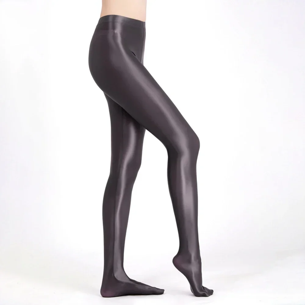 Frauen ölige glänzende seidige Leggings nahtlose Satin-Strumpfhose hohe Taille Strumpfhosen Glitzer-Körperstrümpfe Sportstrumpfhose Yoga lange Hose