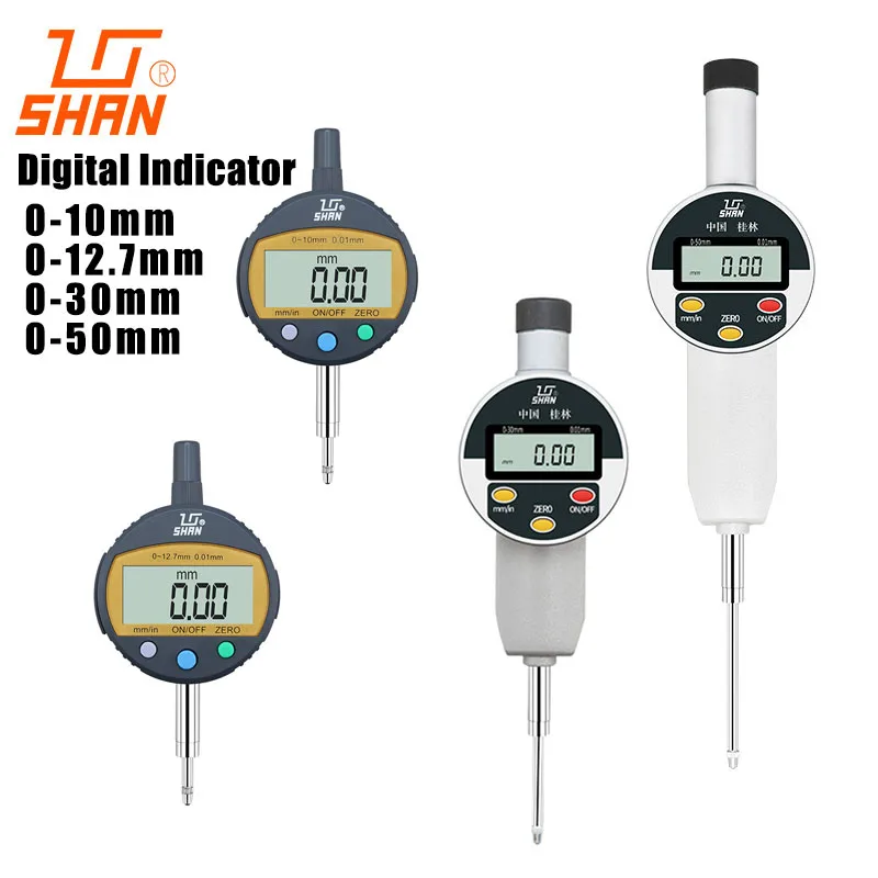 SHAN brand 0-50/30/12.7/10mm Digital Indicator dgital dial indicator 50mm large distance electronic indicator 50mm indicator