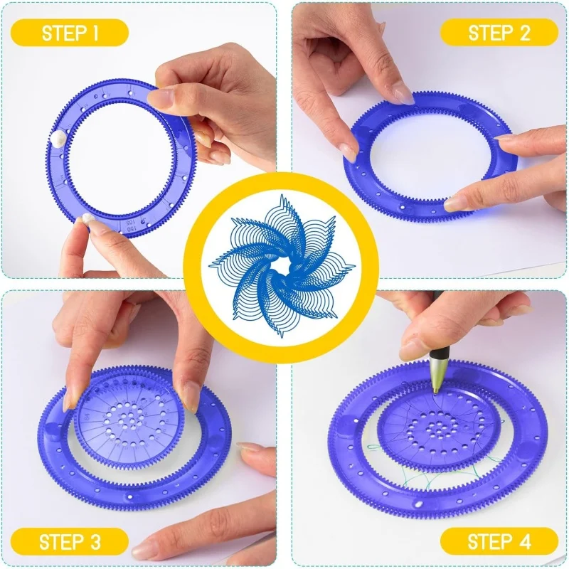 3D Spiral Gear Geometric Ruler Circular Template Puzzle Magic Multi Functional Ruler Set Stationery Student Education Gift - view 2
