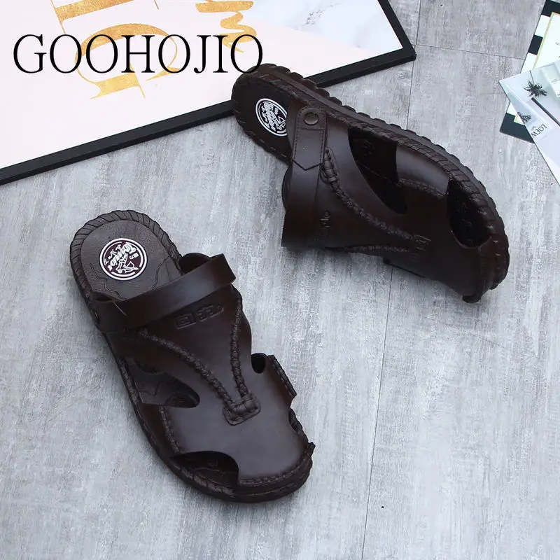 Summer Men Shoes High Quality Men Sandals Slip-on Beach Men Slippers Soft Black Male Sandals Rubber Slippers Wear-resistant