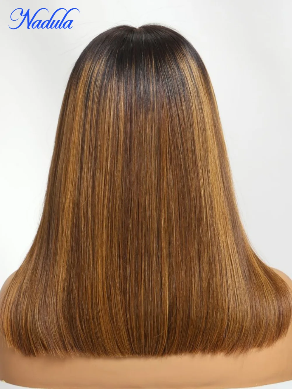 Nadula 7x5 Bye-Bye Slip ™   باروكة برباط على البيانو باللون البني العسلي مع جذور داكنة، ضع والذهاب، باروكة شعر بشري بدون غراء