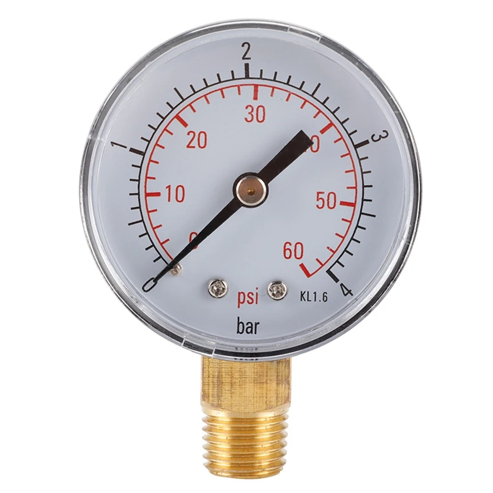 50mm Dial Manometer Pool Filter Water Pressure Gauge Hydraulic Measuring Meter 1/4