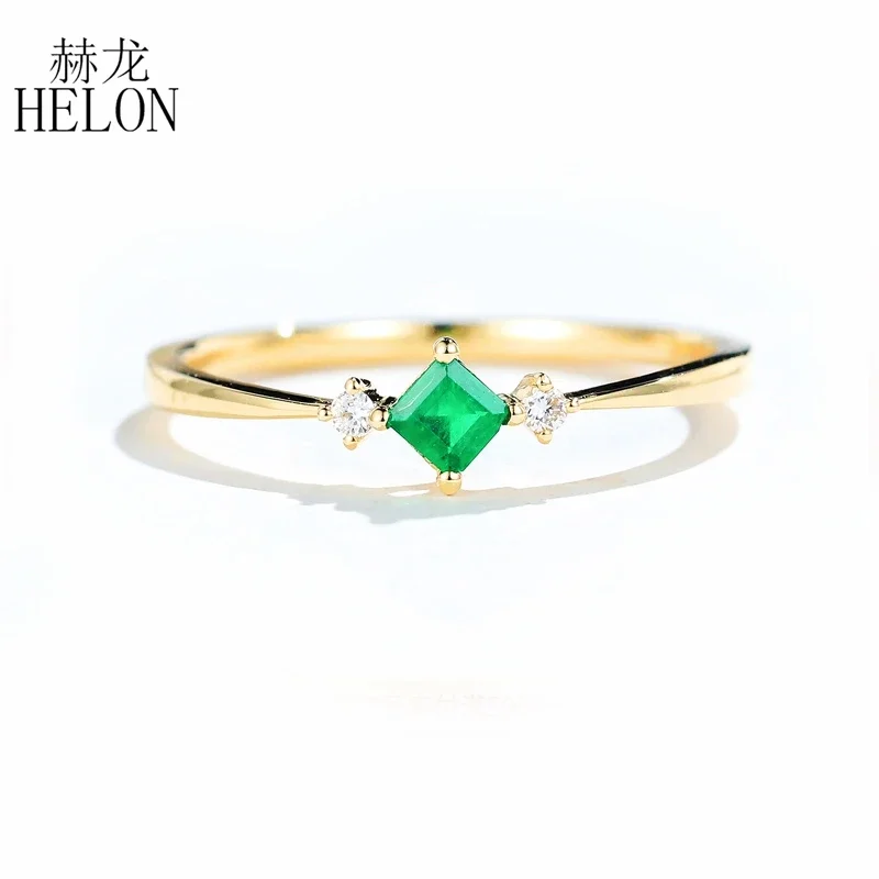 

Кольцо HELON для женщин, однотонное желтое золото 14 карат, натуральный изумруд 0,10 карата, натуральные бриллианты, вечерние, юбилейные кольца, кольца, подарочные ювелирные изделия