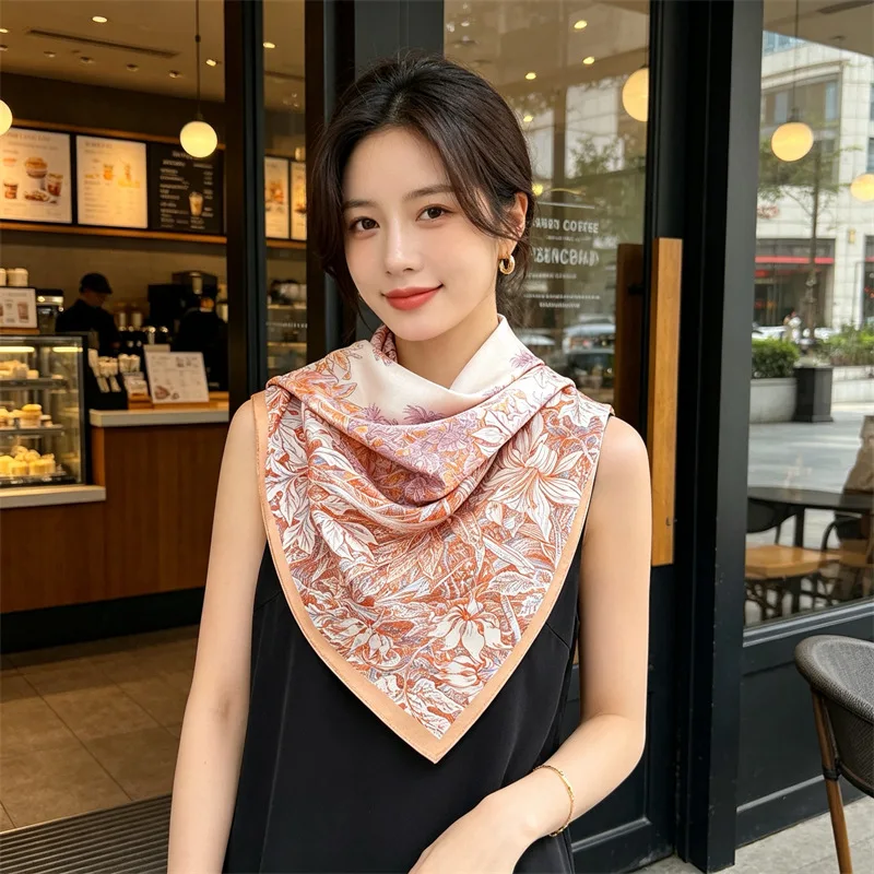 Soft Silk Scarf Women Square Bandanas 90 Shawls Bag Belt Decoration Head Hair Accessories Valentine's Day Gift