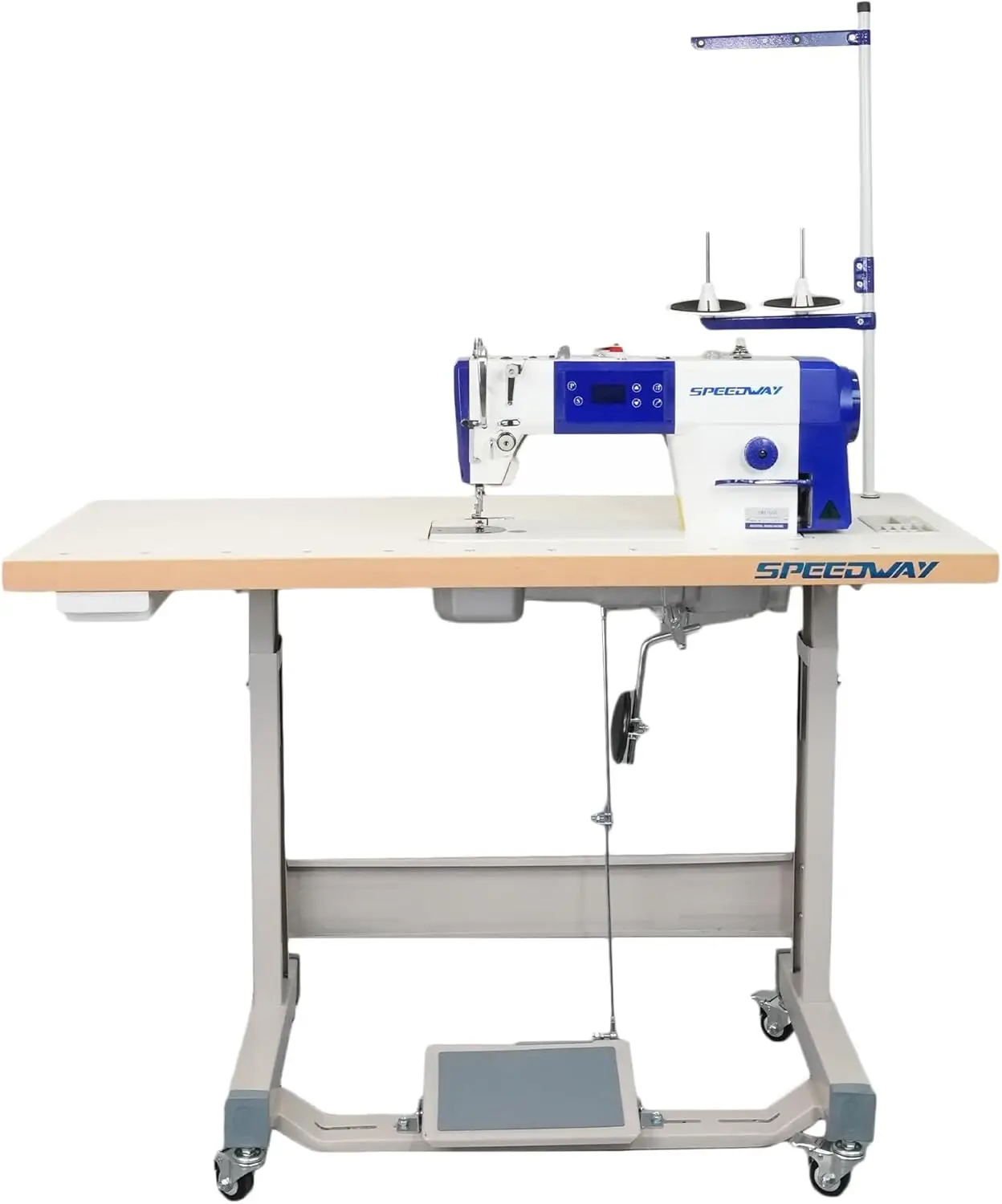 Sw 8700 D Single Needle Lockstitch Sewing Machine With Table And Stand With Locaster Wheels. Requires Assembly