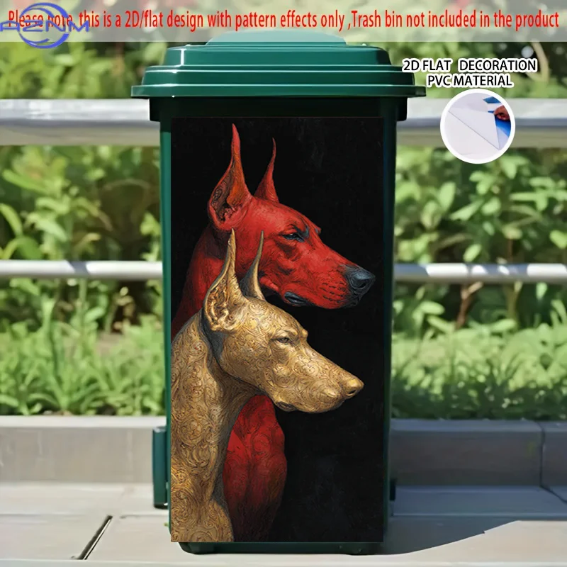 1pc of 2D Pattern Printing Kitchen Trash Can Sticker, Measuring X Cm, Featuring a Theme of Two Dogs in Contrasting Colors, Sui