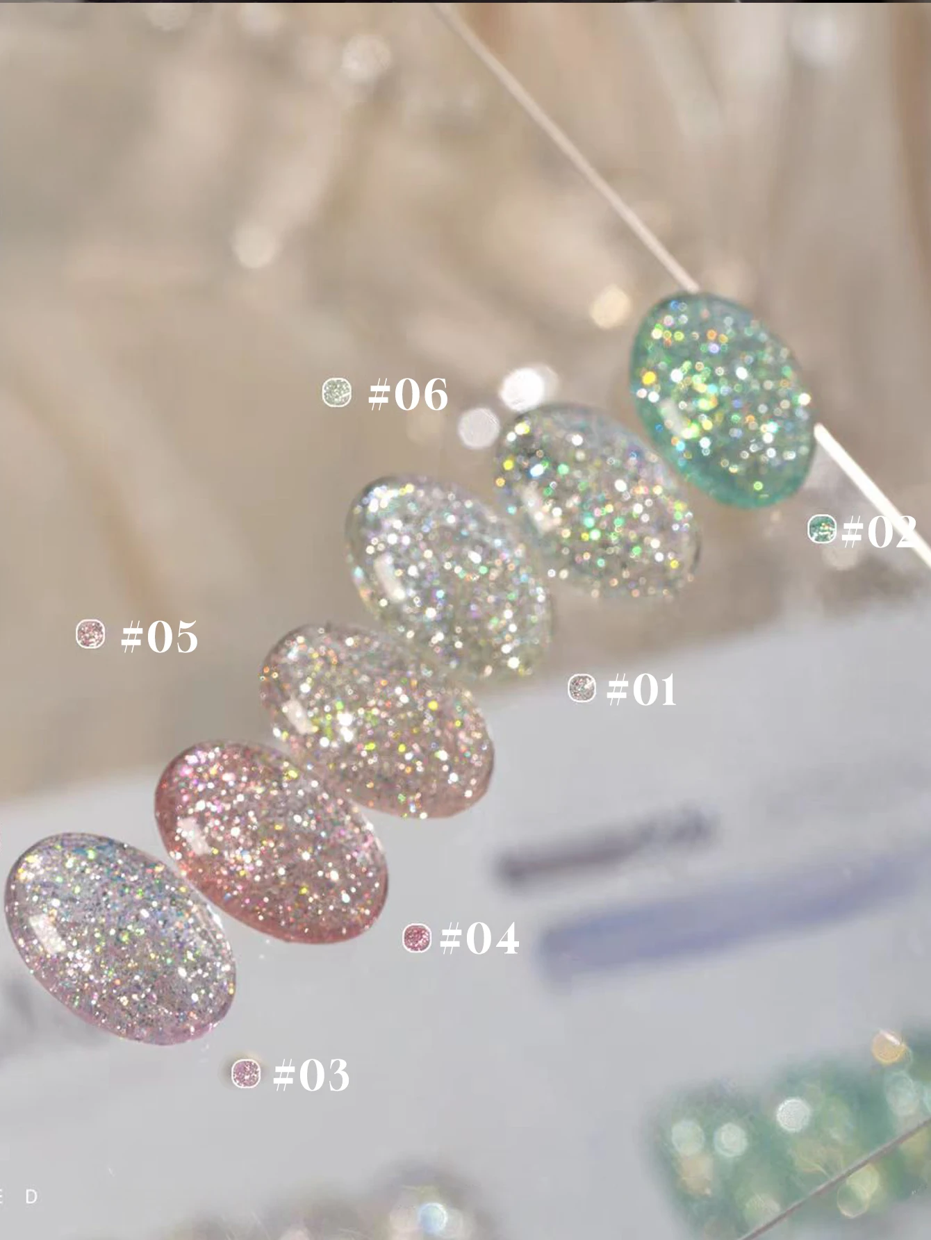 

1Pc 2025 Crushed Diamond Gel Polish - Platinum Glitter & Summer Sparkle for Nail Salon & DIY (#01-#06 Nail Supplies)
