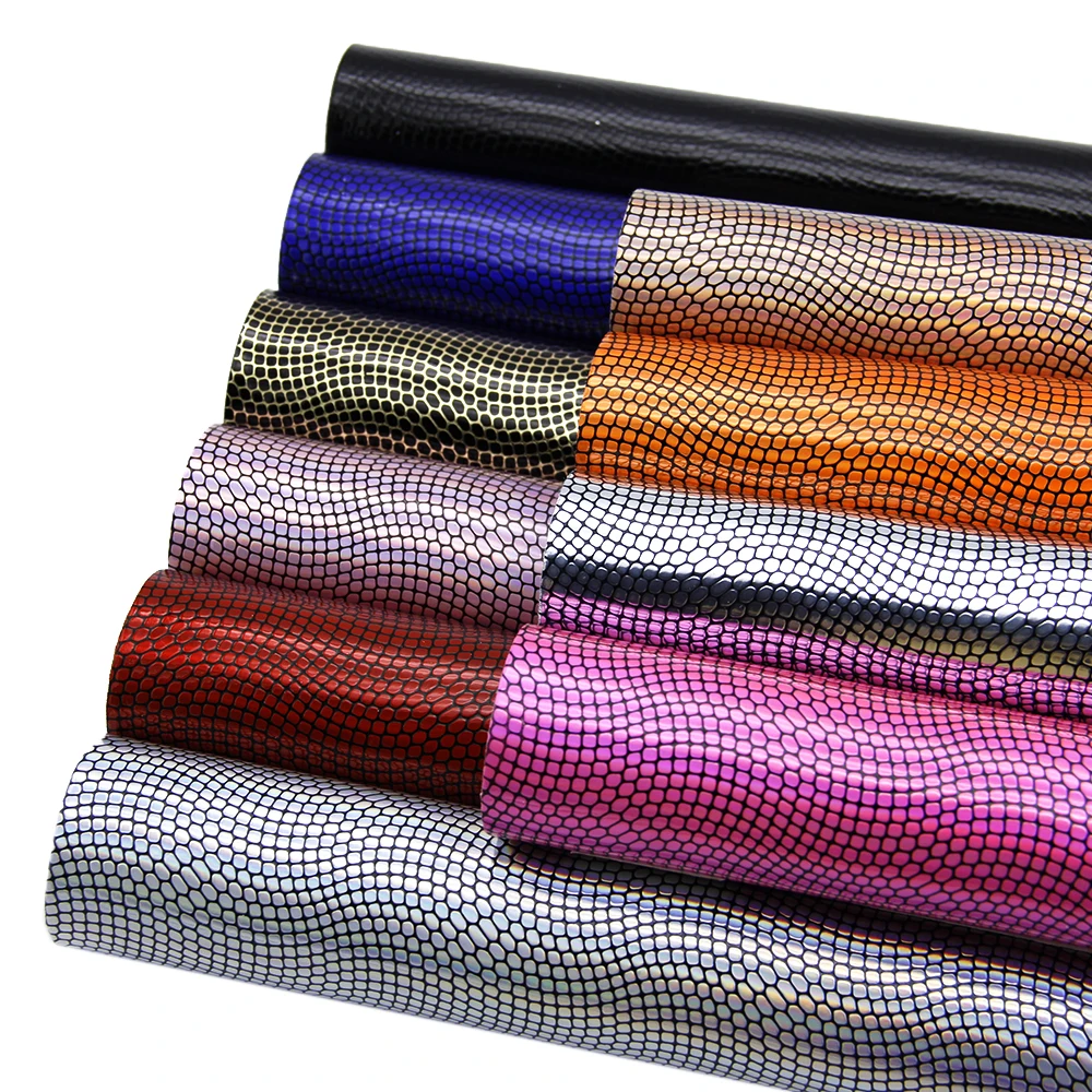 1pcs plaid Laser Faux Synthetic Leather 7.7*12.9inch Fabric Sheets