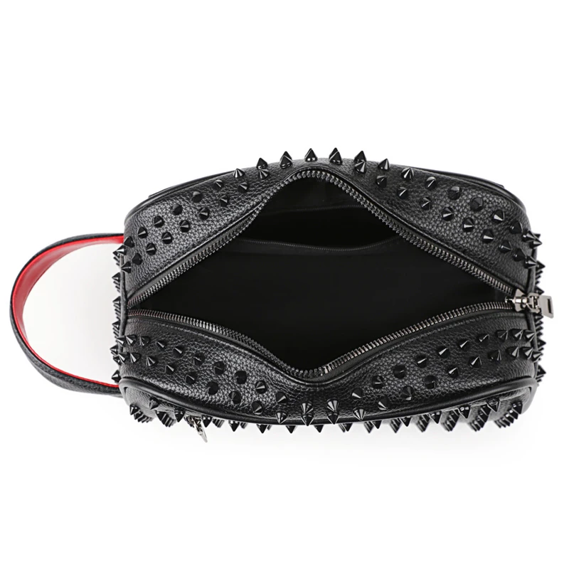 Bolso de mano con diseño de tachuelas a la moda, bolso de piel sintética de alta calidad para hombre, bolso con correa para la cintura estilo Cyberpunk, bolsos de mano superiores para hombre, cartera