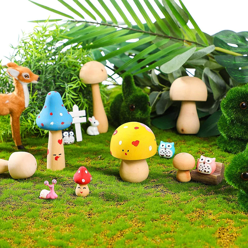 

14 Pcs Wood Mushroom Craft Unfinished naments Small Size DIY Birthday Party Educational Kids Game Sewing Supplies