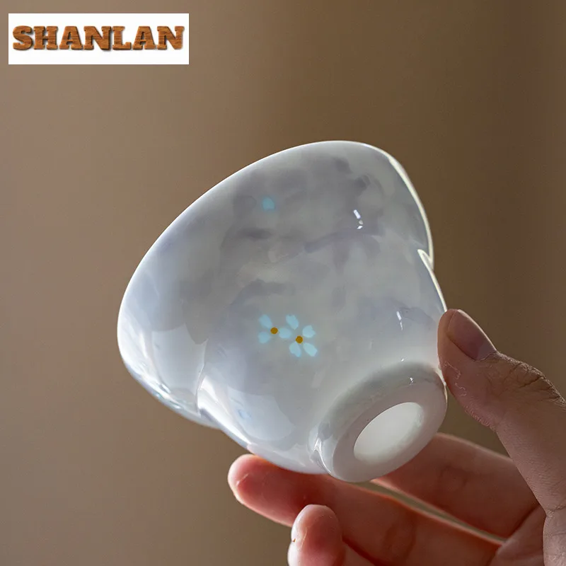 2 قطعة/الوحدة رسمت باليد الزهور مخرمة فنجان الشاي زن وعاء الشاي إبريق الماء الشاي تذوق كوب شخصي Jianzhan ماستر أكواب للشاي 85 مللي