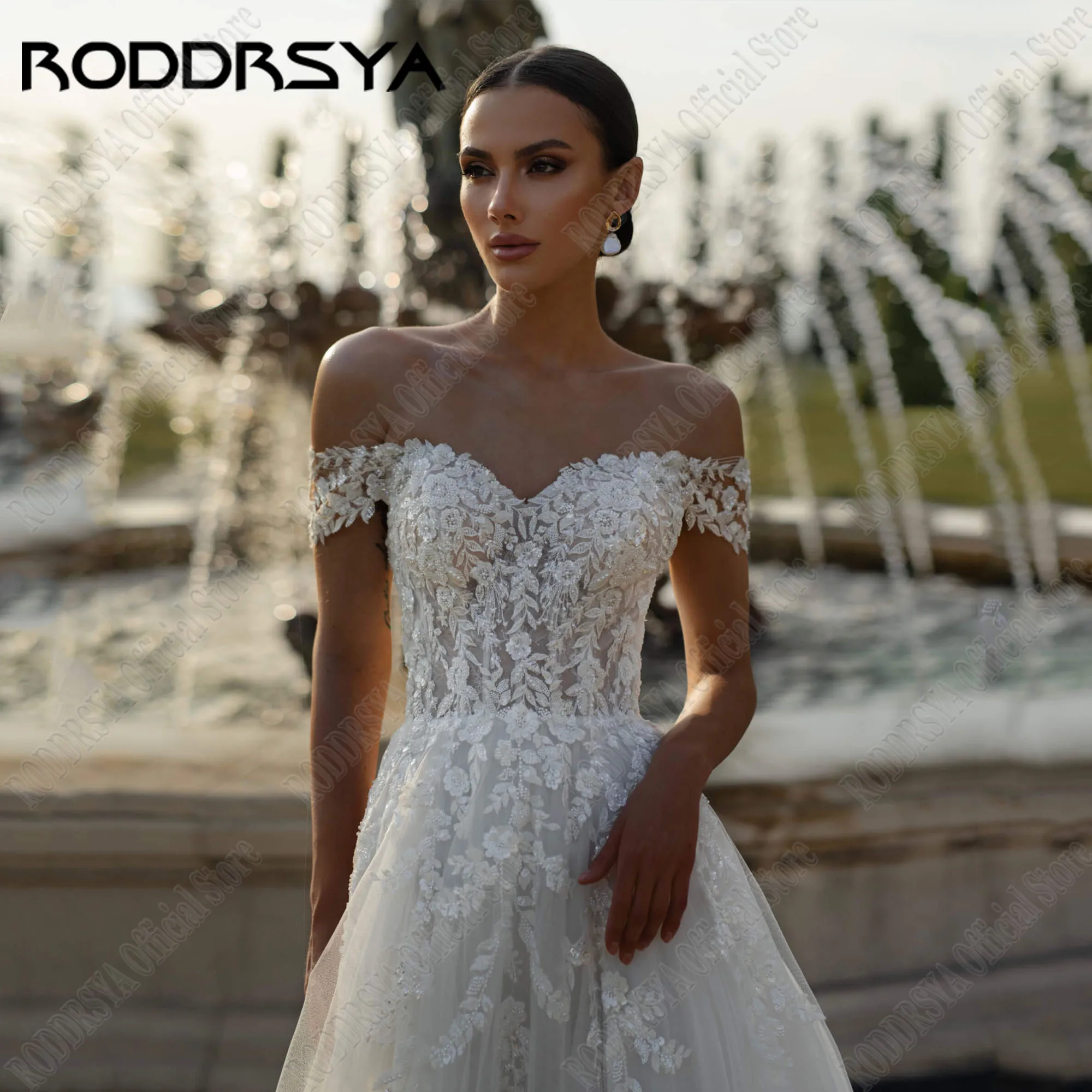 RODDRSYA ที่กําหนดเองหรูหราปิดไหล่ชุดแต่งงาน Applique 2025 เจ้าสาวด้านข้างแยก Sweetheart ชุดเจ้าสาว Vestidos Novias