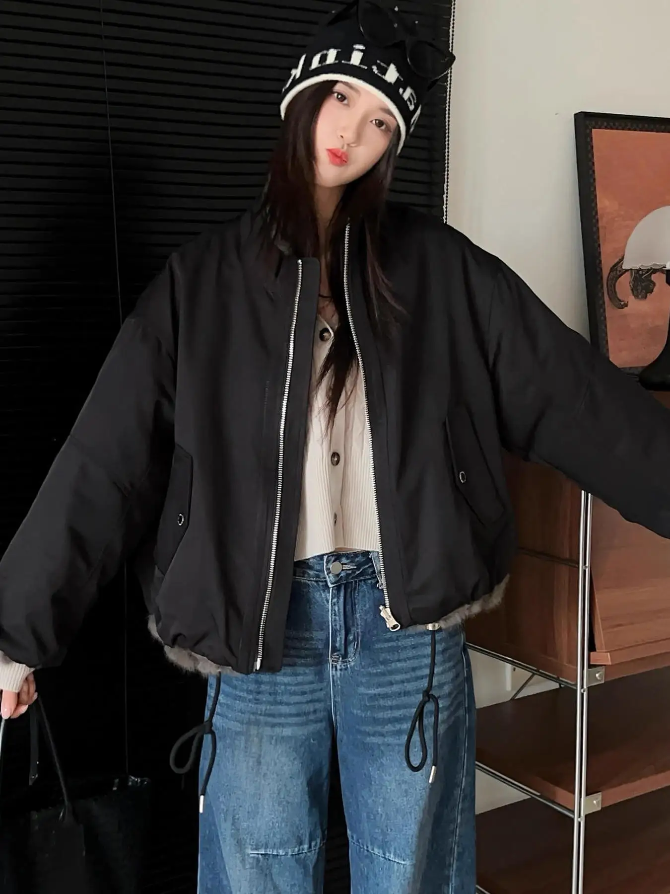 

Осень-зима шикарное свободное универсальное утягивающее винтажное дизайнерское хлопковое дэт на меховой подкладке всепогодное модное женское пальто