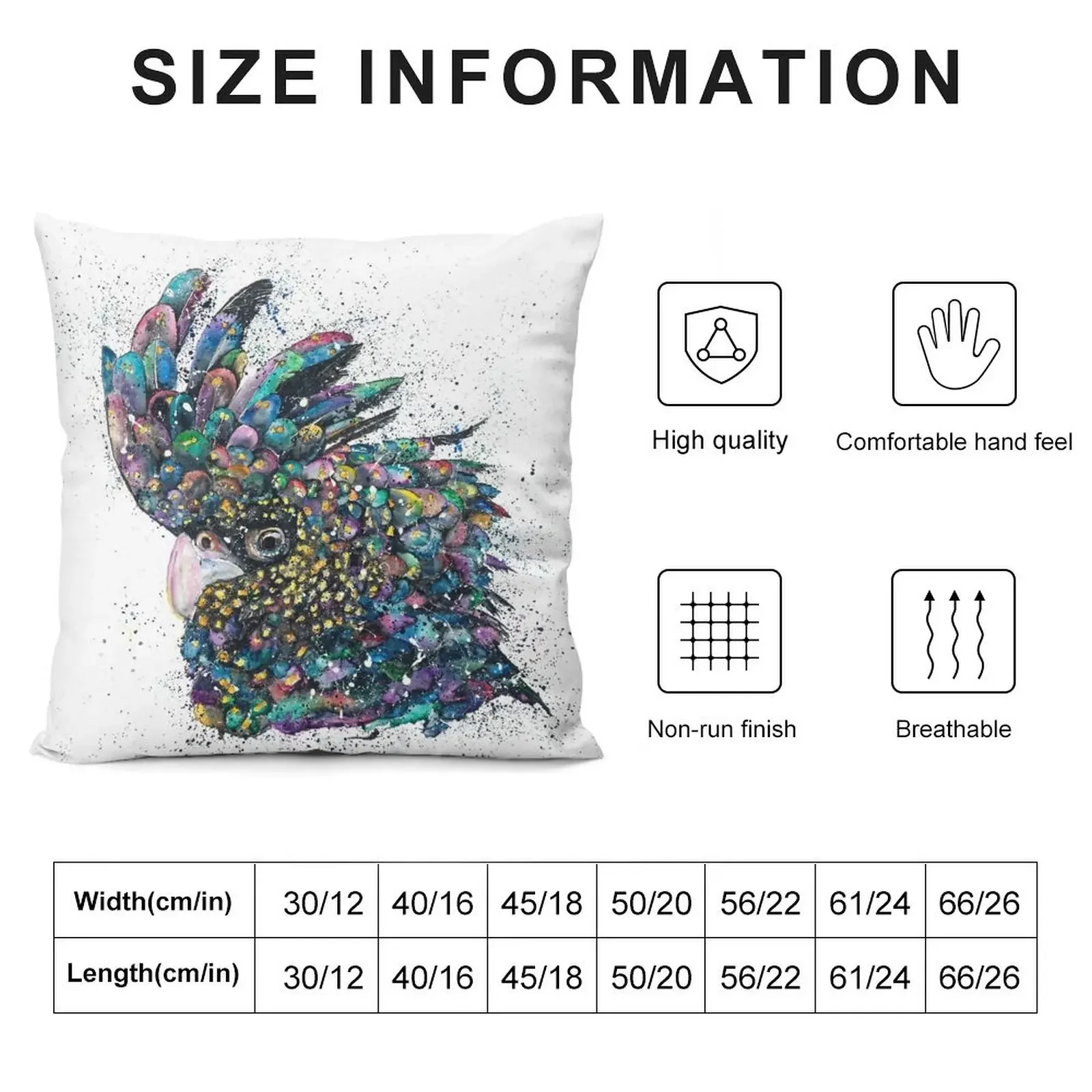 Rainbow Black Cockatoo Crest Throw Pillow Elastic Cover For Sofa Christmas Covers pillow pillowcase pillow