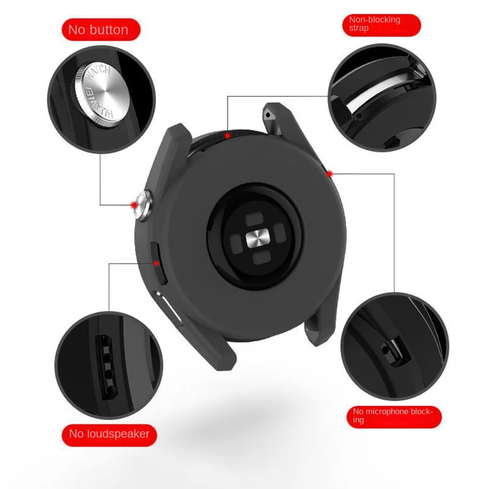 Silicone Protector Case Fall Prevention Shockproof Shell Bumper Frame Scratch-resistant Colorful for Huawei Watch 4 Pro