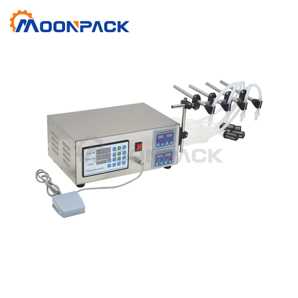 Moonpack GFK-280 4 Head Digital Control Filling Machine Diaphragm Pump Liquid Mini Bottle Filling Machine With 4 Nozzles