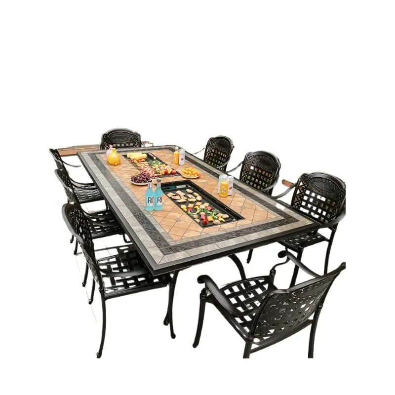 Outdoor multifunctional barbecue table and chairs