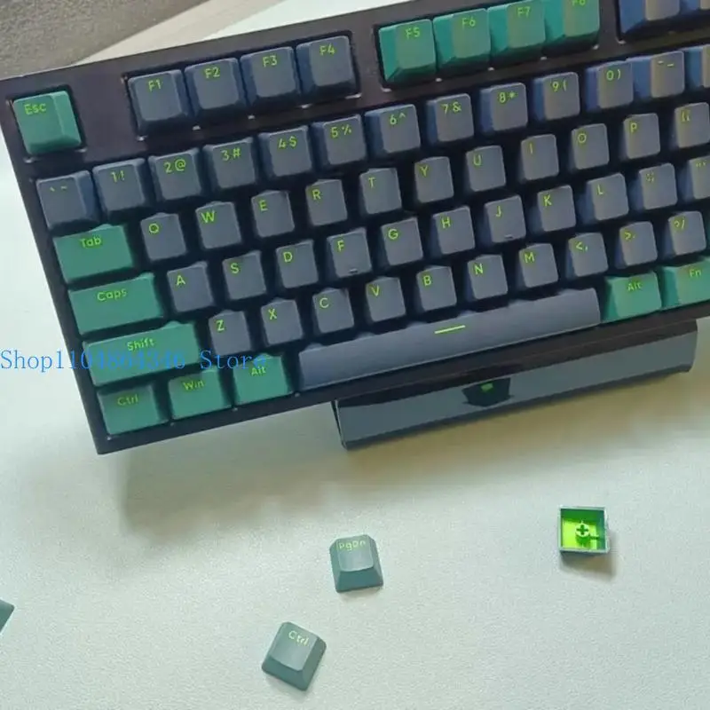 652F Keycaps for Mechanical Keyboard Green Black OEM Profile Two-color Keycap Set