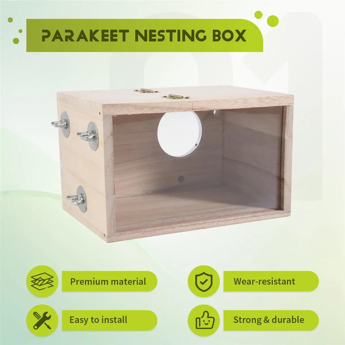 （Trendy）684UParakeet Nesting Box Transparent Bird House for Cage Wood Breeding Box for Parrot Parakeet Cockatiel Lovebirds