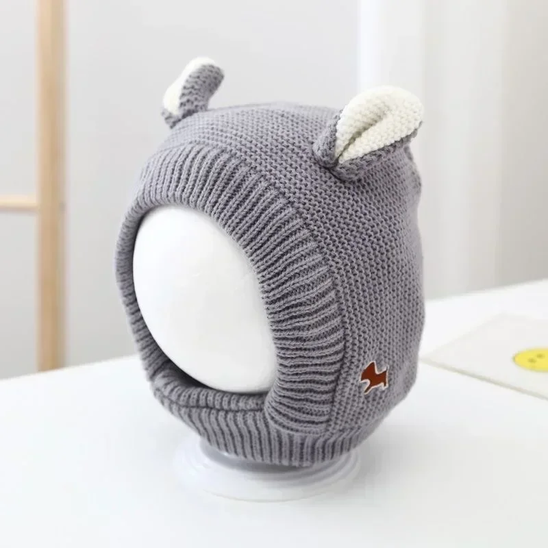 Baby Hats with Cute Ears Winter Warm Thicken Caps Children\'s Earflap Hat Kids 1-3 Years Boys Girls Infant Woolen Beanie