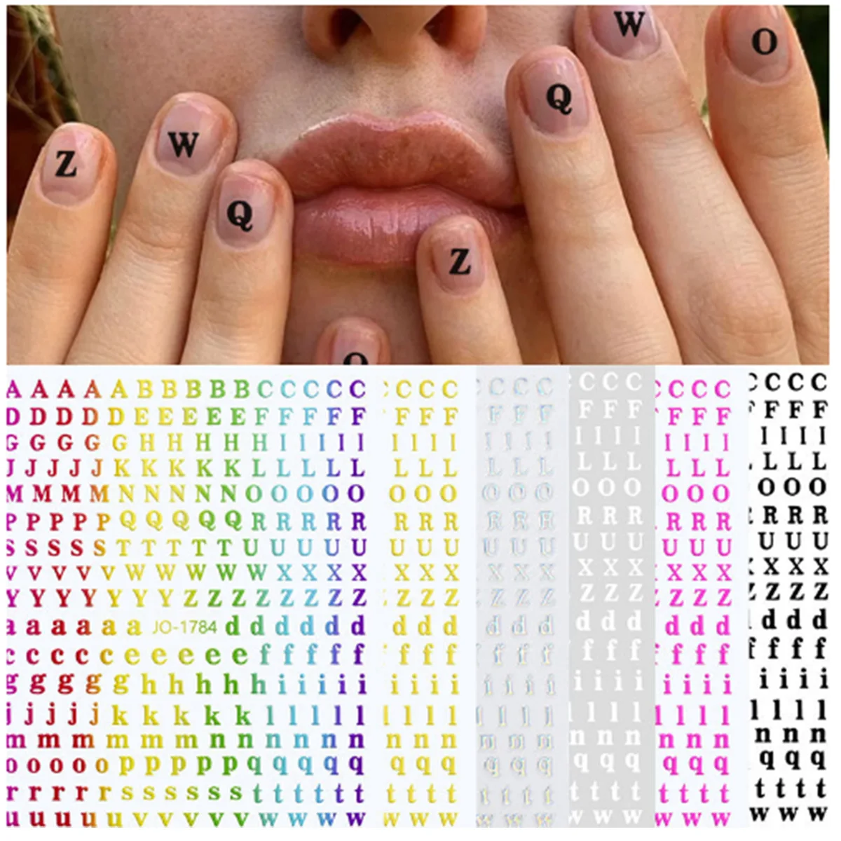 1pc 26 English Alphabet Letter Nail Stickers Colorful Alphabets Nail Stickers Uppercase Golden Silver Black DIY Letter Stickers