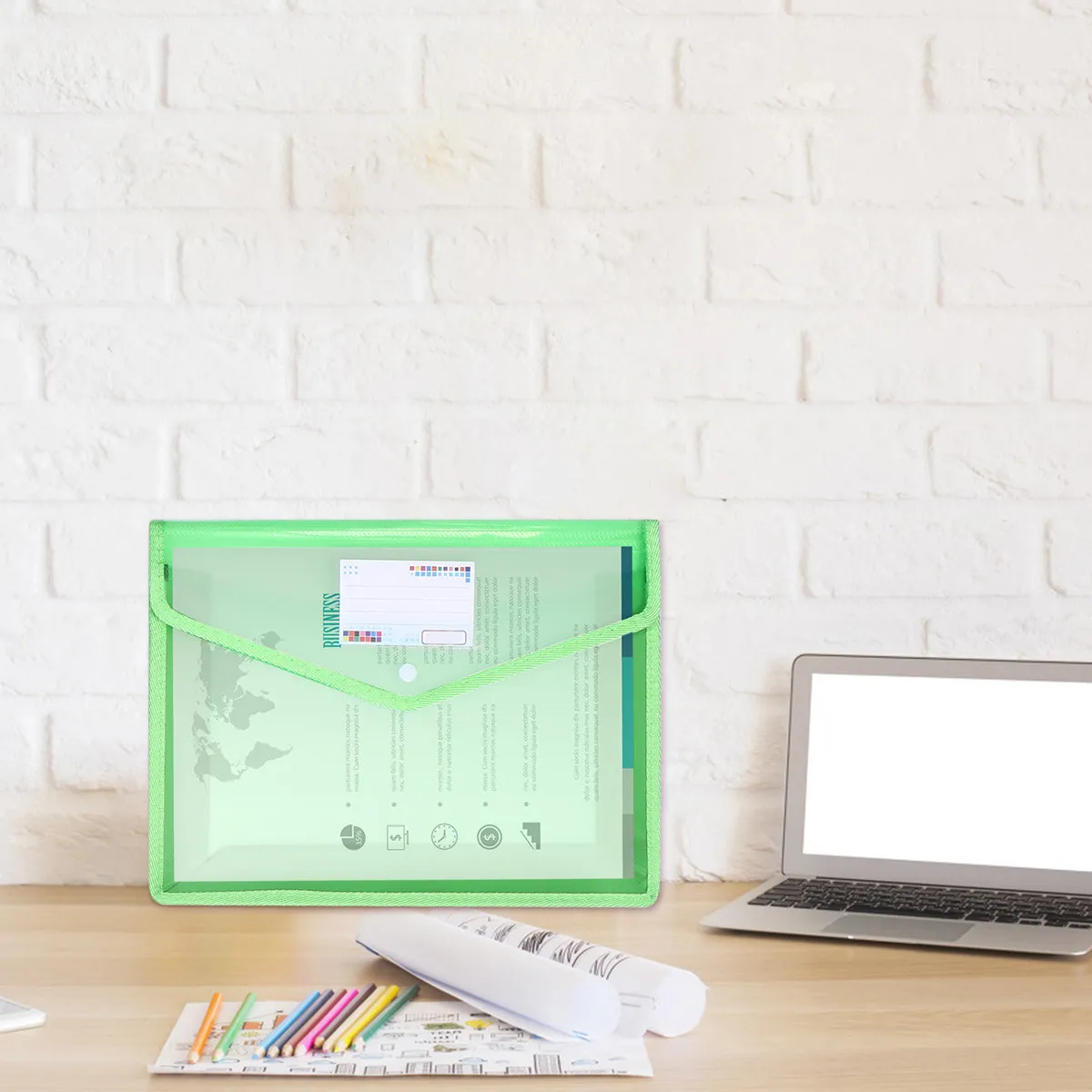 

3Pcs Transparent A4 Document Folder Waterproof PVC File Holder Office Storage Organizer with Button for Documents