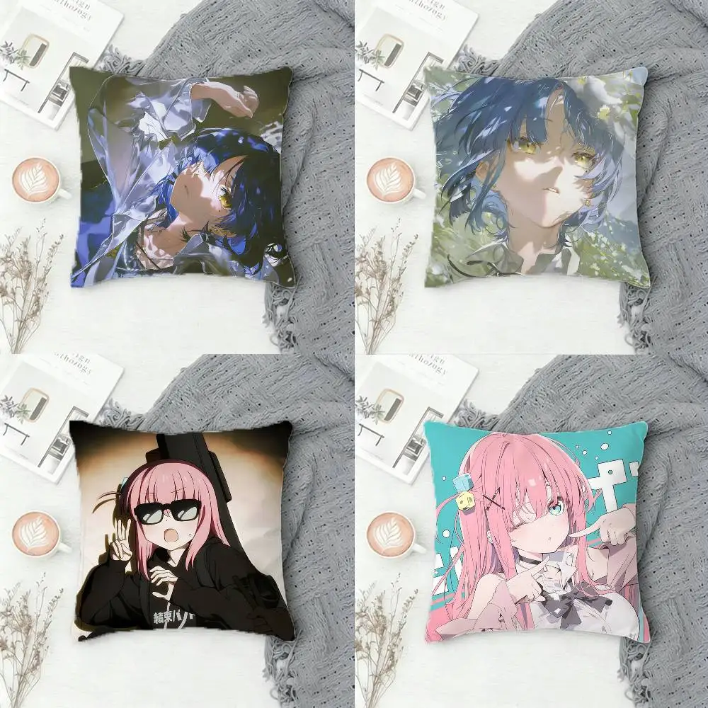 

BOCCHI THE ROCK Double-sided Printed Square Pillow Cover Decorative Cushion Cover for Sofa Bedroom Bedside