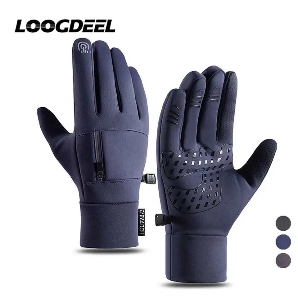 LOOGDEEL Skiing Gloves Outdoor Sports Warmth Two-finger Cut Waterproof Unisex Snowboard Snow Skiing Gloves Touch Screen Non-slip