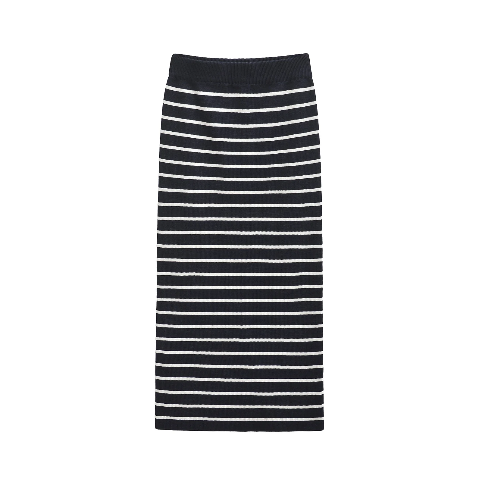 

TRAF Women Striped Back Slit Slim Fitting Knitted Midi Skirt Vintage High Elastic Waist Female Chic Lady Skirt 5755/111