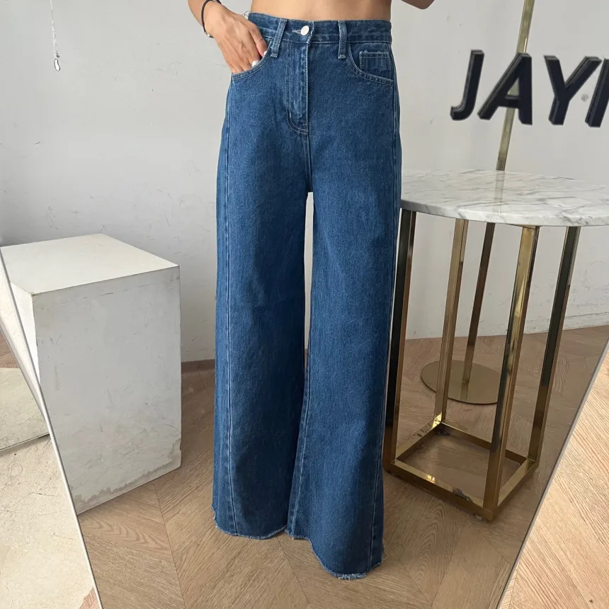 Dark Blue Baggy Jeans for Women Streetwear High Waist Wide Leg Pants Denim Korean Fashion Chic Loose Style Jean Mom