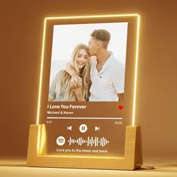 Custom Spotify Music Plaque Gifts For Anniversary Valentine Day Personalized Acrylic Photo Frame Lamp Perfect Mother's Day Gift