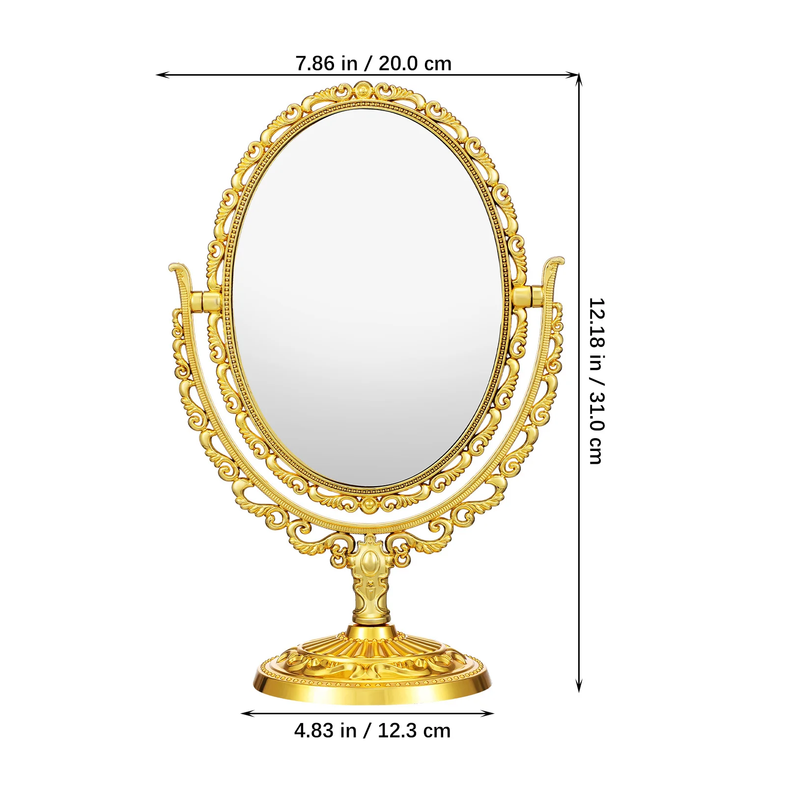 Espejo de maquillaje ovalado giratorio de doble cara, espejo de tocador de escritorio de estilo Vintage, espejos giratorios de mesa para dormitorio