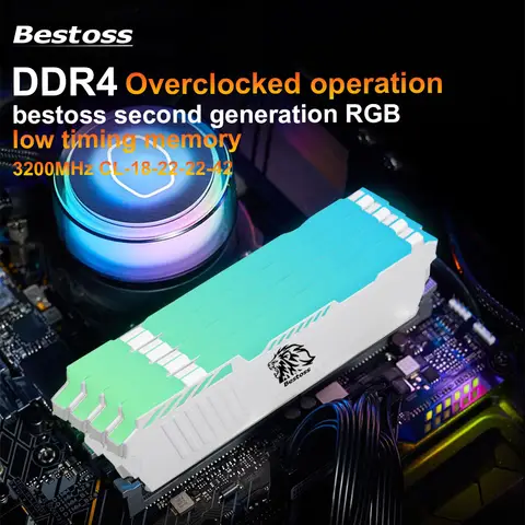 Bilashmart Bestoss RGB Memoria DDR4 8GB 16GB 32GB(2x16GB) XMP 2.0 3200MHz CL18 288pin 1.2V Dual-channel DIMM Memory RAM For Desktop PC