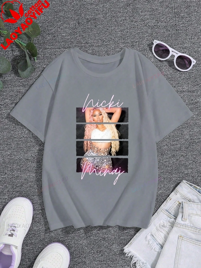 Rapper NICKI MINAJ classic poster printed women's shirt, everyday casual streetwear, spring/summer cotton 0 neck T-shirt