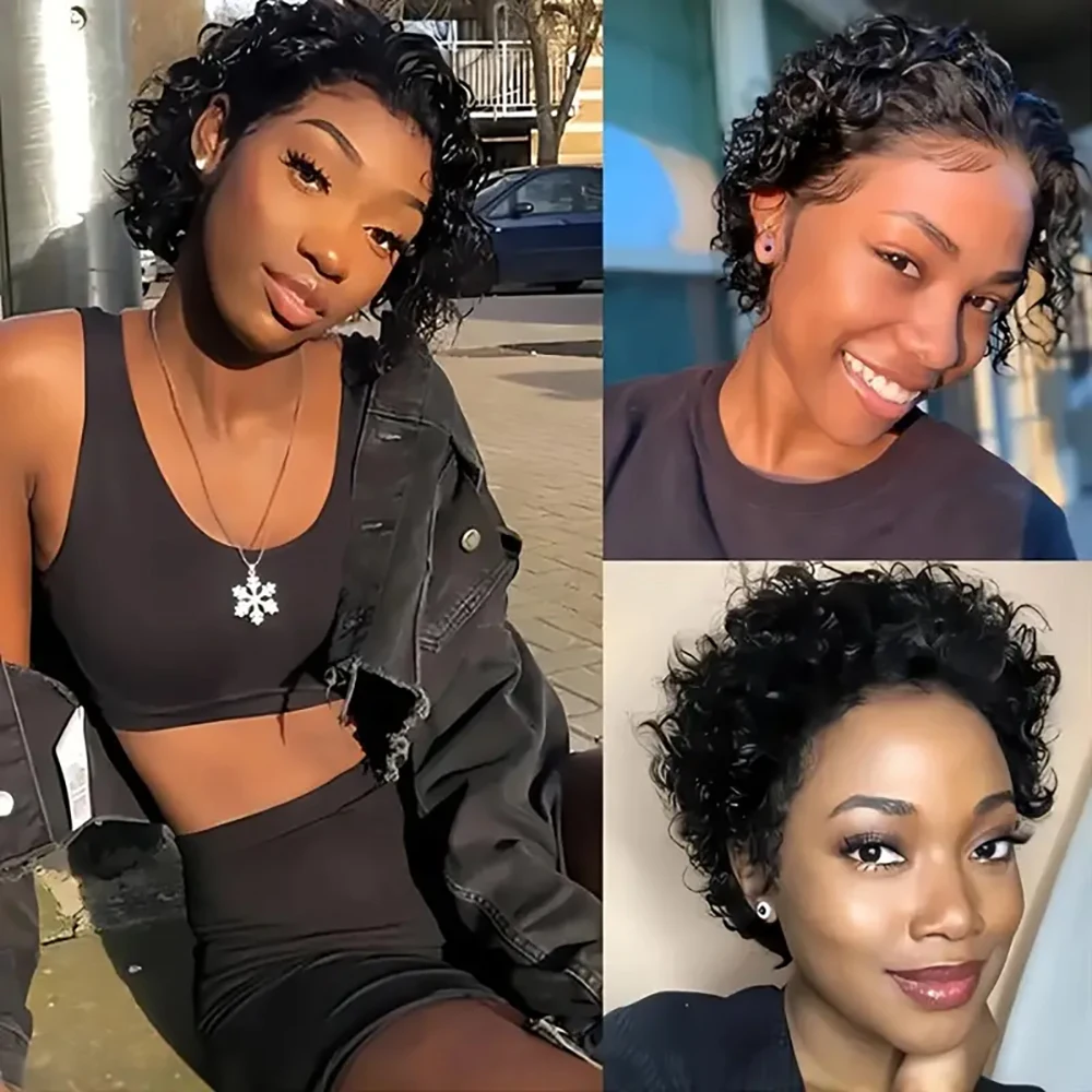 13x1 الدانتيل الجبهة 200% الكثافة قبل قطعها قصيرة شعر بشري مجعد الباروكات عابث قطع بوب غلويليس الباروكات الجبهة للنساء مع BabyHair #2