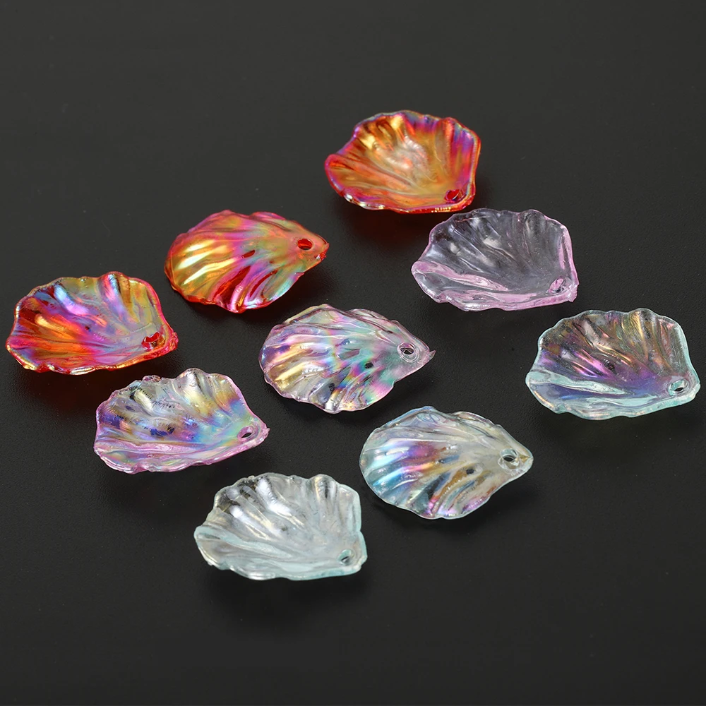 100pcs 17x20mm Acrylic Shell Petal Peony Piece Flower Charms Pendants DIY Earrings Bracelet Necklace Jewelry Making Wholesale