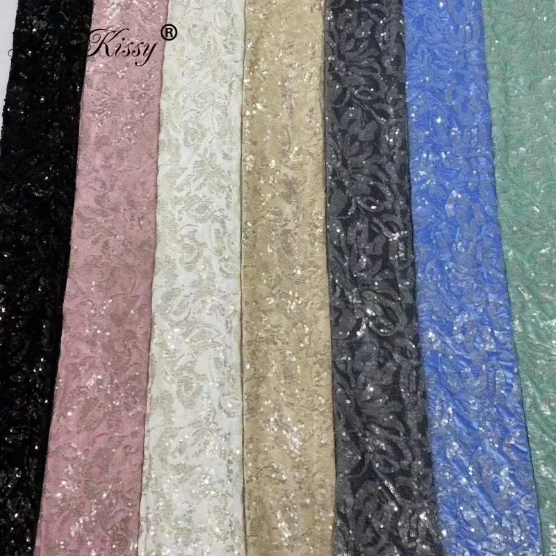 

Hot Sell 7 Colors New Velvet Sequin Fabric Handmade Design Sewing Wedding Party Dress Popular Glitter Fabric Width 125CM