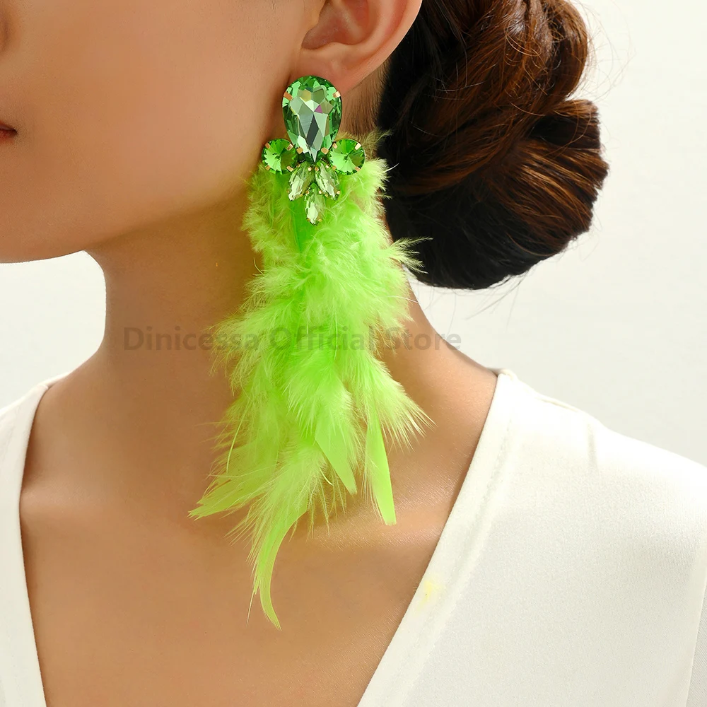Modern Fashion Feather Tassel Original Unusual Bride Wedding Party Jewelry Trend Luxury Design Charm Dangle Earrings For Women