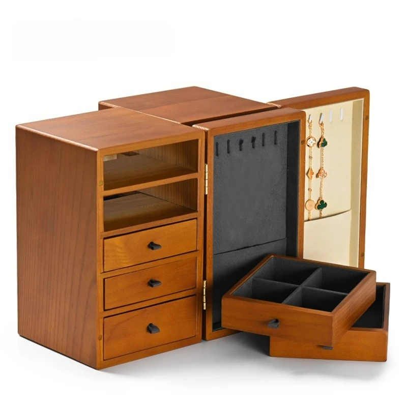 Solid wood jewelry storage box, ring bracelet jewelry storage box, multi-layer magnetic absorption box