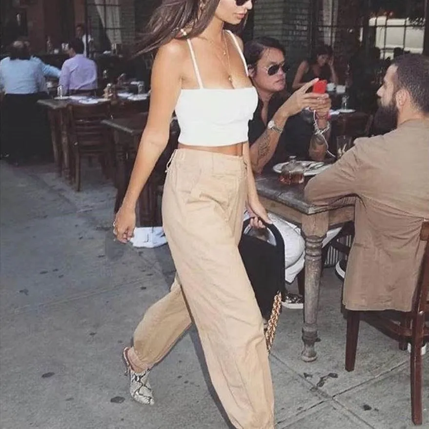 トレンディな女性のカジュアルハルウンパンツローウエスト綿混紡生地若々しい女性のスリングロングパンツ多用途秋のウェア