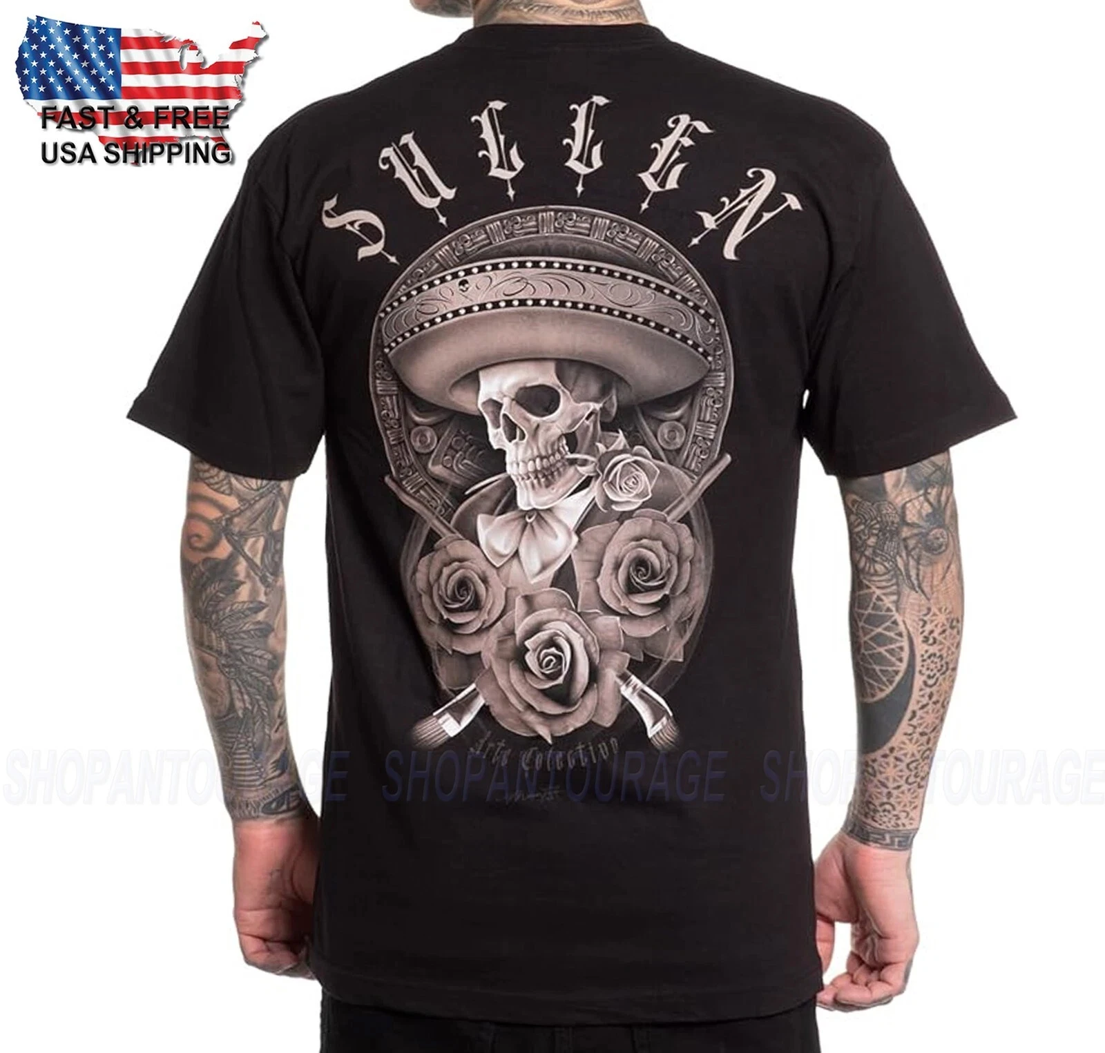 Camiseta de manga corta para hombre Sullen Art Collective Sicario Standard Fit SCM5608, novedades de primavera/verano, corte regular, informal